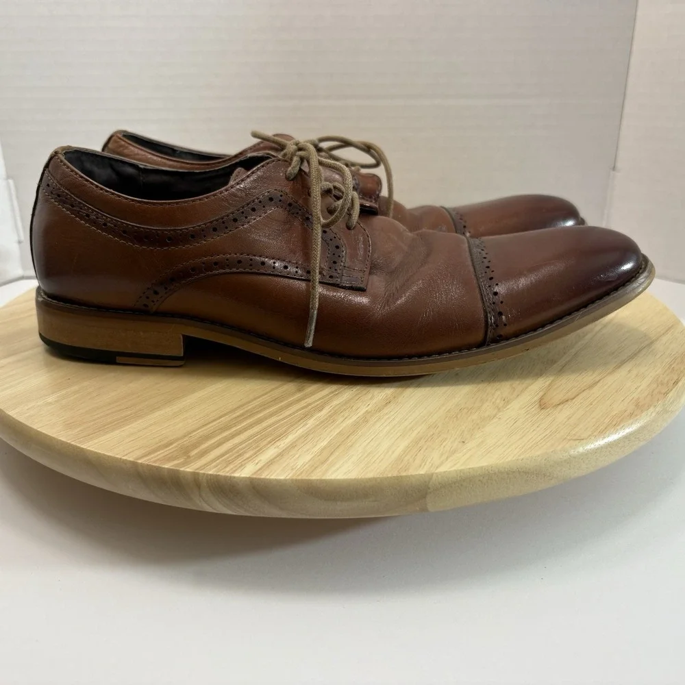 Stacy Adams Dickinson Cap Toe Oxford Cognac Leather Men's Size 9 M 25066-221